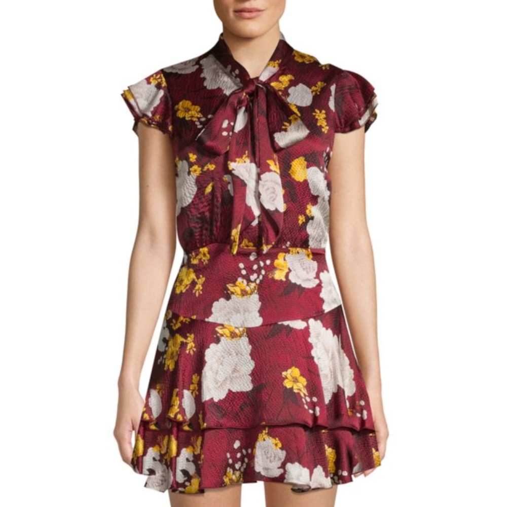 NWT Alice + Olivia Burgundy Floral Mini Dress